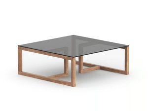 TATE - Square low wood and glass coffee table _ Air Division